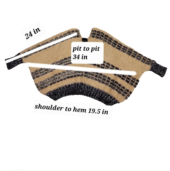 Lumiere Beige & black ultra soft fuzzy sequin dolman sweater Size S - Picture 6 of 12